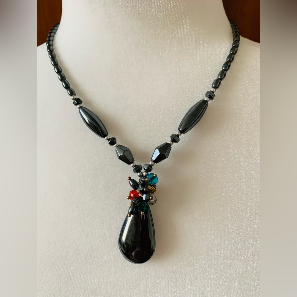 High-Quality Natural Lava Rock Necklace | Black Statement Pendant | Handmade